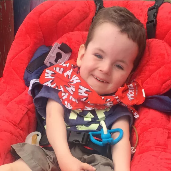 Conall Shiel with a big smile on his face in LauraLynn