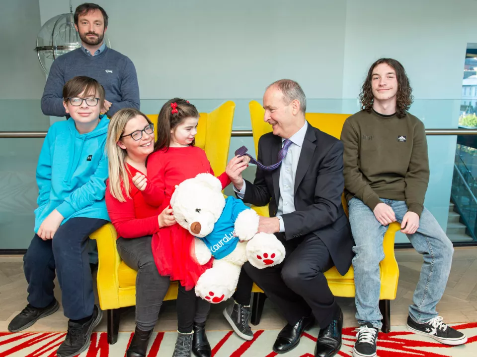 Taoiseach Micheal Martin meets Emily at LauraLynn's Cork Hub
