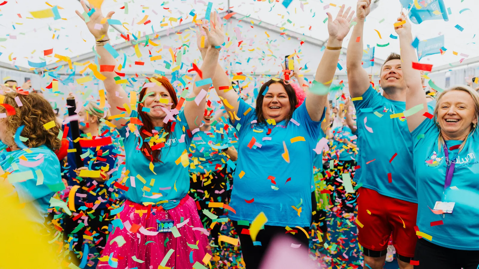 LauraLynn staff celebrating the end of the treadmill challenge 